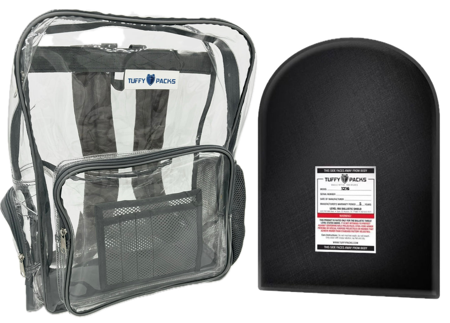 Clear TuffyPacks Backpack with Level IIIA Bulletproof Insert (12" x 16")