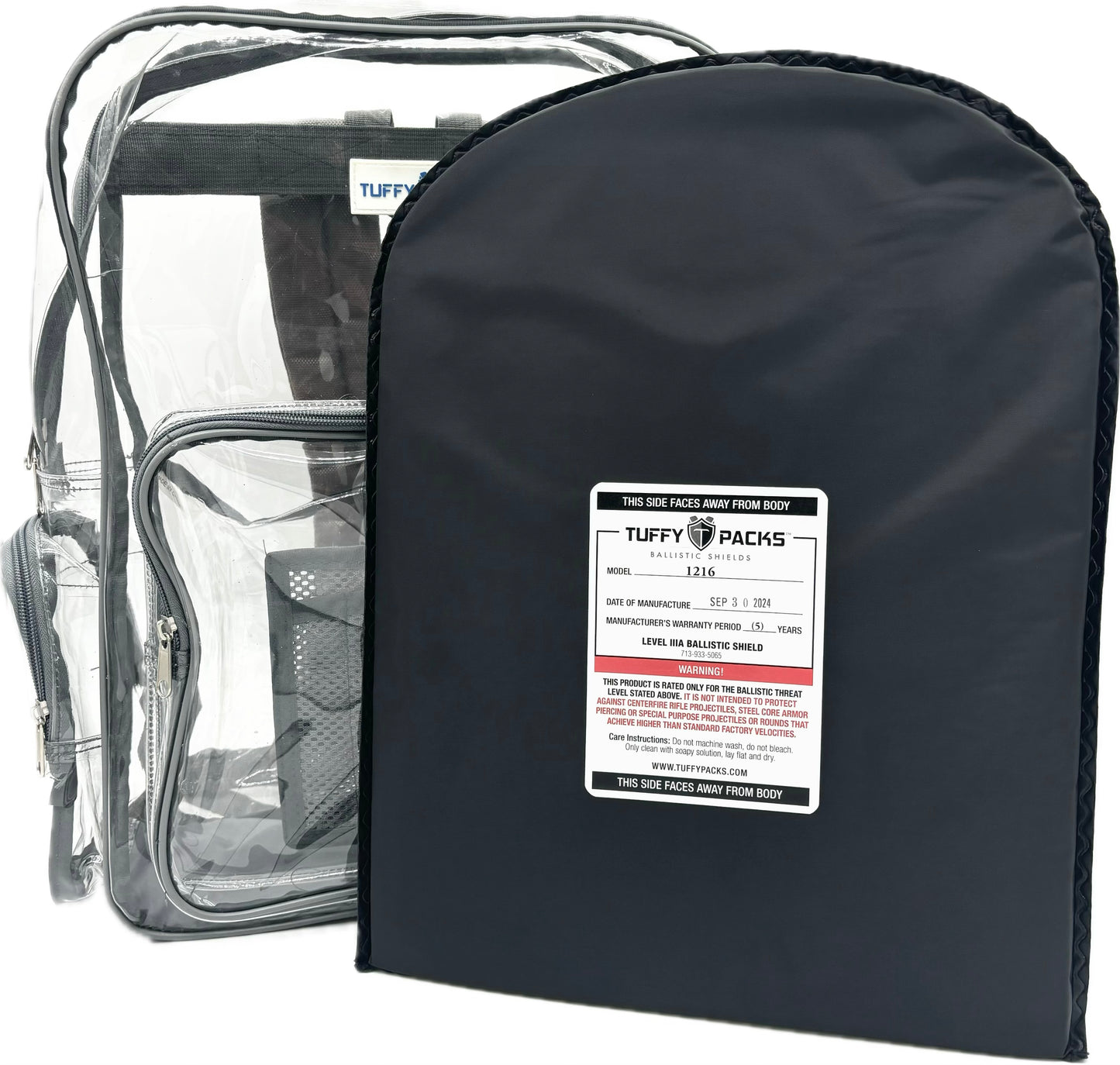 Clear TuffyPacks Backpack with Level IIIA Bulletproof Insert (12" x 16")